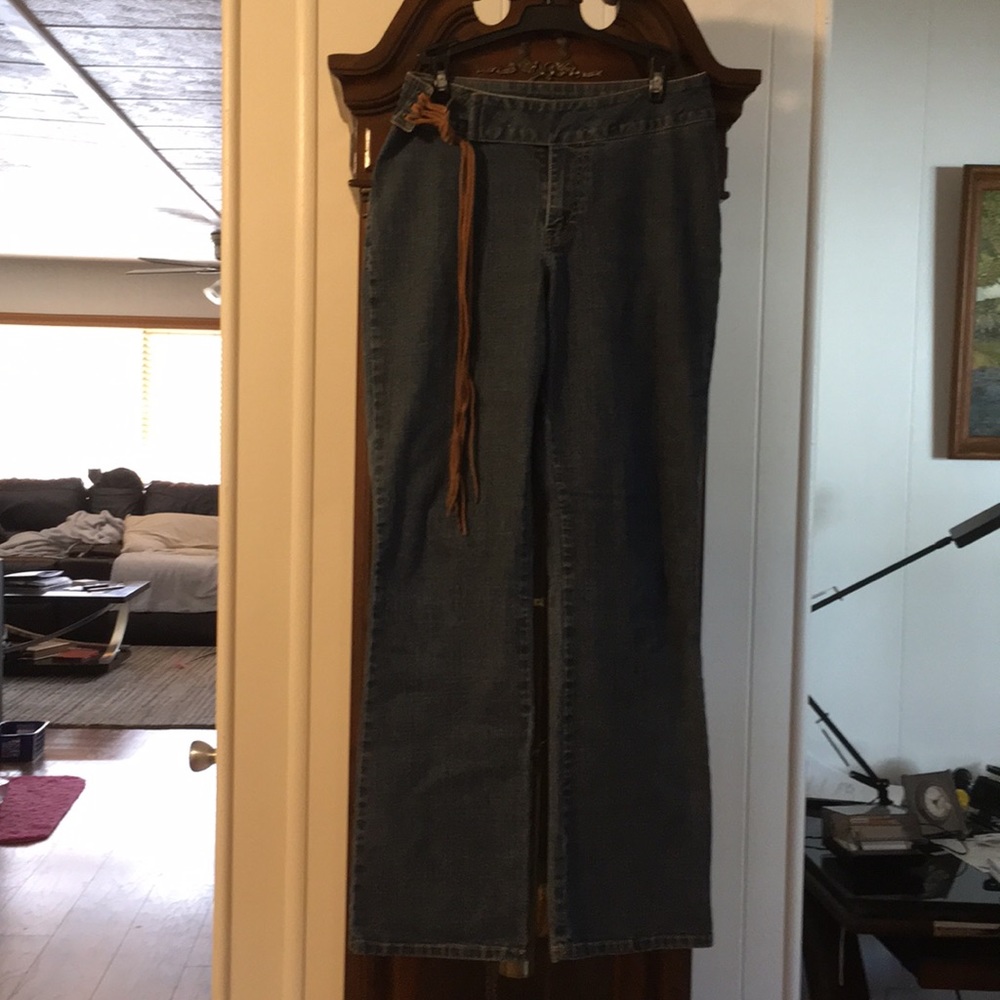 Vintage 90’s leather tie blue jeans